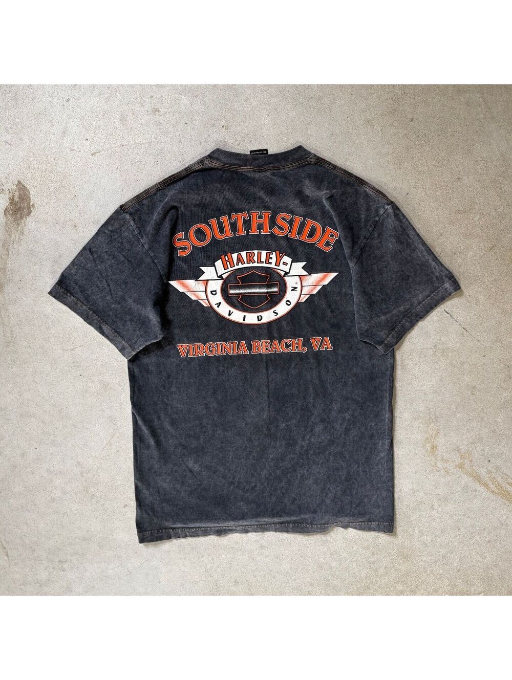Vintage 1998 Harley Davidson Virginia Beach VA Acid Wash Pocket T Shirt L